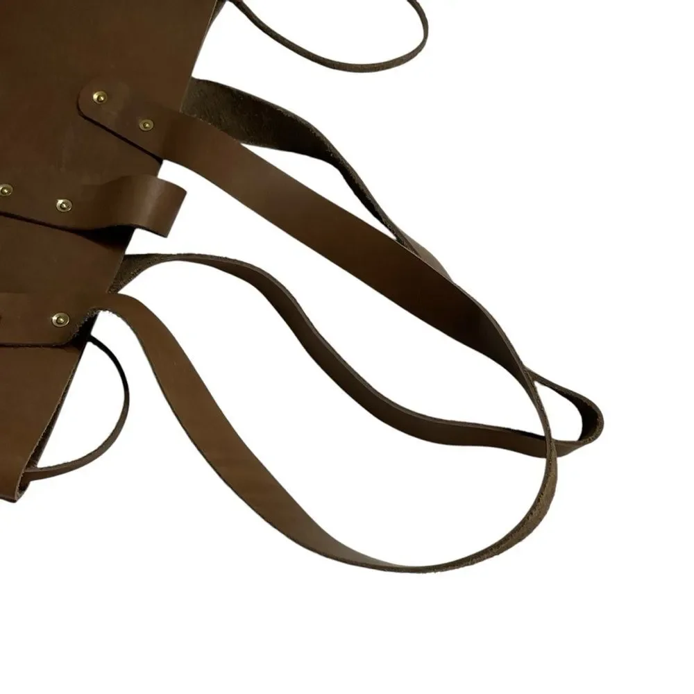 Handcrafted Chocolate Brown Leather Shoulder Tote Bag